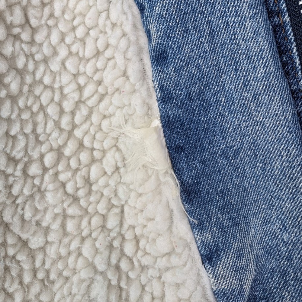 Levis Acid Wash Sherpa Trucker Jacket Zip Off Sleeves Womens Large 1980s Vintage - Picture 7 of 16
